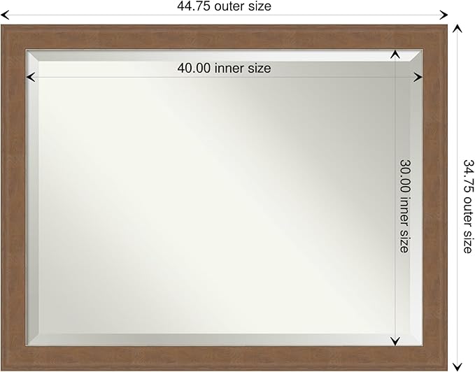 Amanti Art Brown Wall Mirror 35x45 Alta Medium Brown Rectangle Bathroom Mirror - Image 4