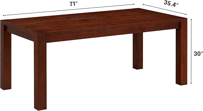 NTC Block 71 Inch Modern Farmhouse Dining Table, Rectangular Dinner Table - Image 2