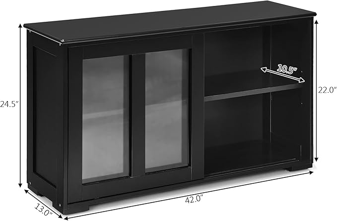 Costzon Sideboard Buffet Cabinet, Wooden Kitchen Storage Cabinet - Image 3