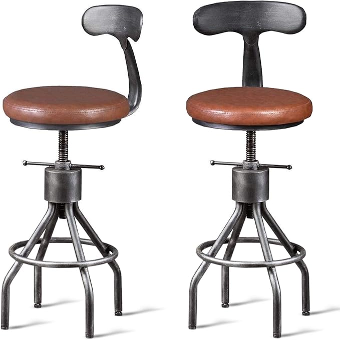 Diwhy Industrial Vintage Bar Stool, Kitchen Counter Height Adjustable Pipe Chair by Diwhy