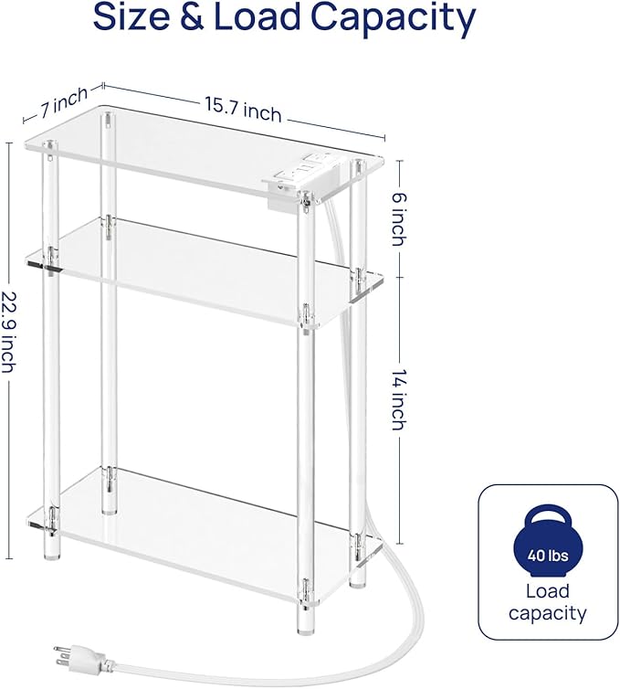 HMYHUM Acrylic Narrow Side Table - Image 3