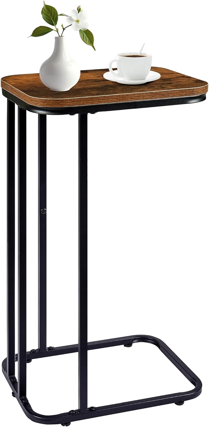 C Shaped End Table, 27 Inches High Small Side Table by KJGKKHOME