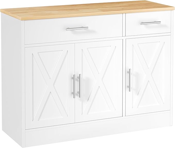 Shintenchi 3 Doors Farmhouse Sideboard Buffet Cabinet, Wood Coffee Bar Cabinet - Image 7