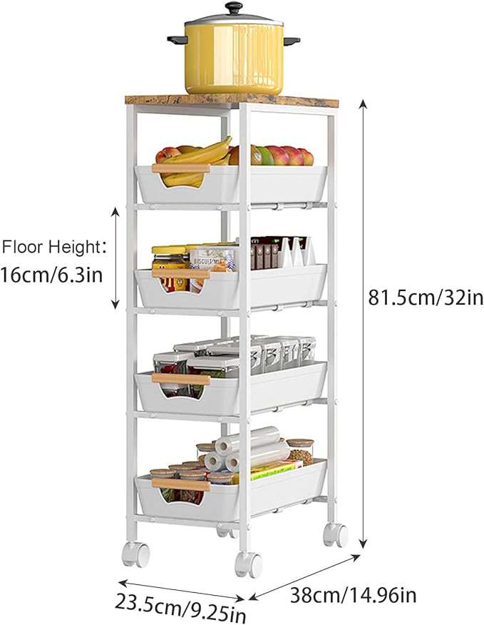 Aupekro 5-Tier Rolling Storage Cart - Image 2
