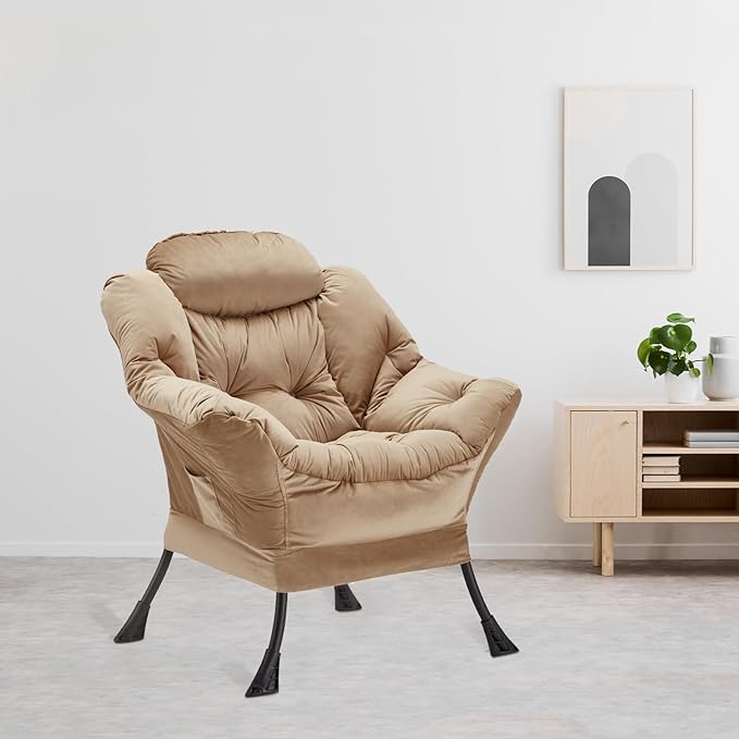Lazy Chair Thick Padded, Comfy Velvet Accent Lounge Chair - Image 9