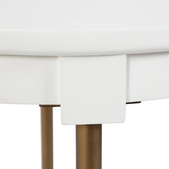 Kate and Laurel Valdi Modern Round Side Table; 19 x 26; White and Antique Gold; - Image 6