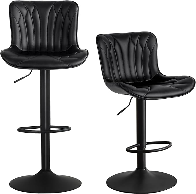 YOUNUOKE Bar Stools Set of 2 Black Barstools Adjustable Counter Height Stools by YOUNUOKE