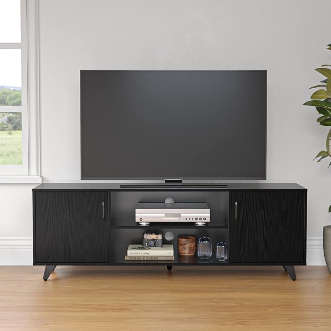 Panana TV Stand for TV up to 50 Inches, 2 Doors Entertainment Center - Image 3