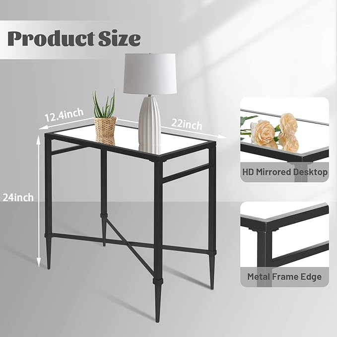 Black End Table, Rectangle Side Table - Image 3
