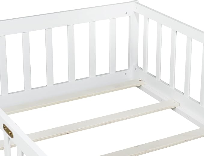 Bellemave Twin Floor Bed with Slats and Safety Guardrails, Kids Montessori - Image 6