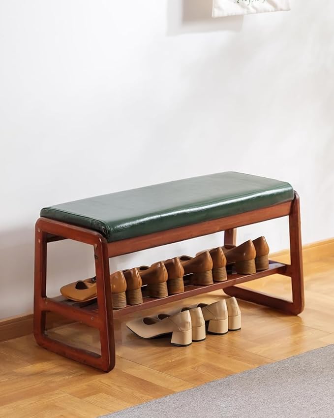 Shoe Rack Bench, Solid Wood Entryway Bench, Shoe Bench by ABAMFUR
