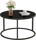 SAYGOER Black Glass Coffee Table Small Round Coffee Tables 27.6In Modern by Saygoer