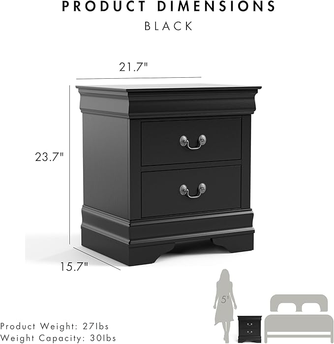 Furniture of America Arabella Traditional Solid Wood Nightstands Set of 2 - Image 3