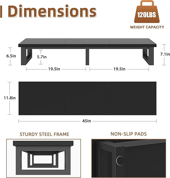 45" Large TV Riser for 32-60 inch TV, TV Riser Stand Shelf - Image 7
