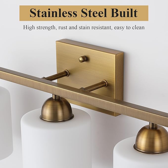 Stainless Steel Milk Glass Vanity Lights - Image 3