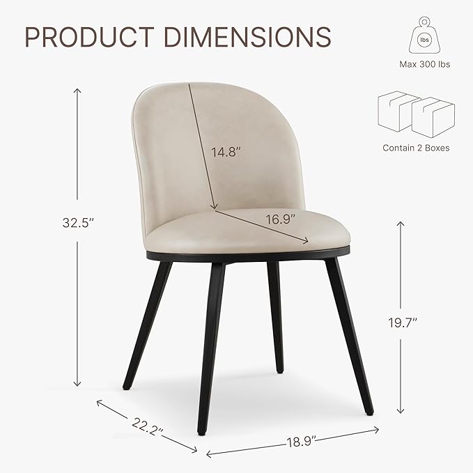 Dining Chairs Set of 4, Faux Leather Upholstered Dining Room Chairs - Image 2