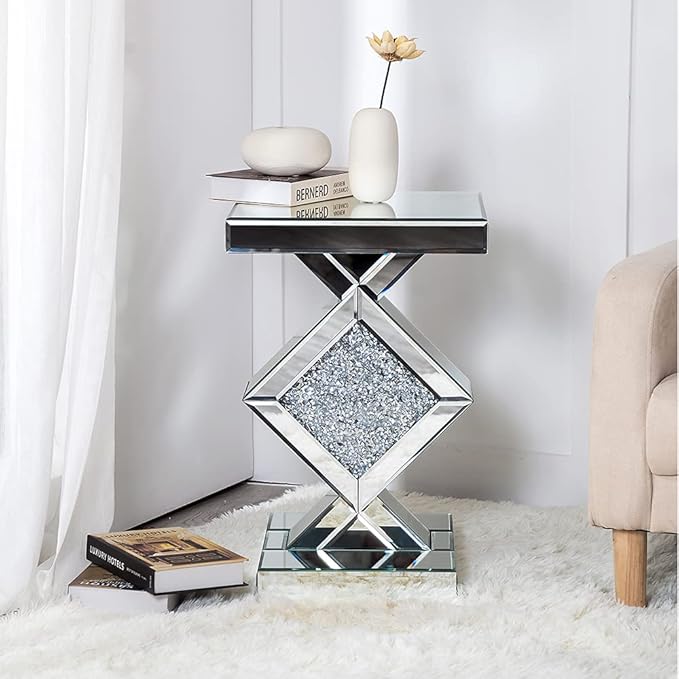 SHYFOY Mirrored End Table, Mirror Accent Side Table - Image 5