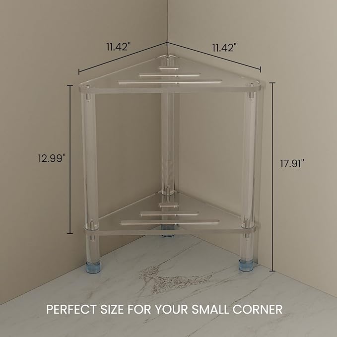 Acrylic Corner Shower Stool for Shaving Legs 11.42" D X 11.42" W X 17.91" H - Image 2