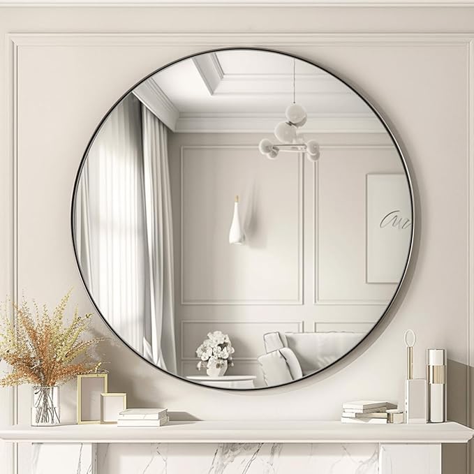 ANDY STAR Nickel Round Mirror, Sliver Circle Bathroom Mirrors in Stainless - Image 5
