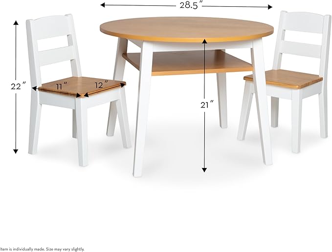 Melissa & Doug Wooden Round Table and 2 Chairs Set – Kids Furniture - Image 6