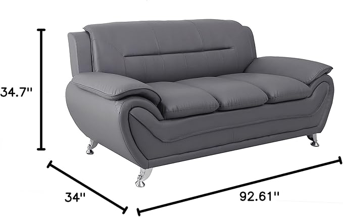 Container Furniture Direct Michael Modern Faux Leather Upholstered Stainless - Image 2