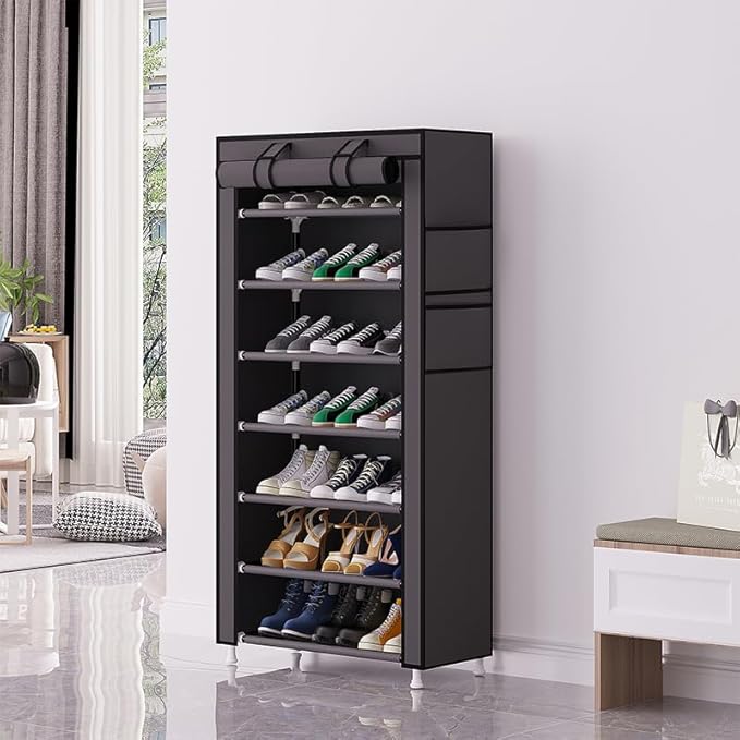 Calmootey 7 Tier Shoe Rack Organizer, Portable Shoe Shelf - Image 2