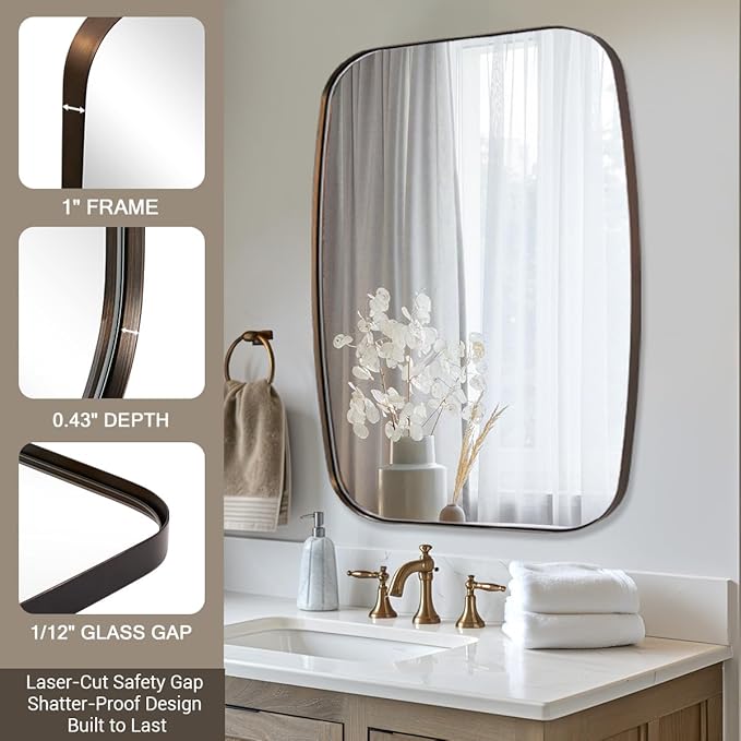 ANDY STAR Bronze Bathroom Mirror, 24x32 Oblong Vanity Mirror - Image 8