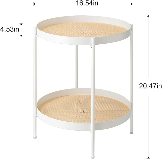 danpinera All Metal Side Table, 2 Tier Anti Rust Small Table - Image 3