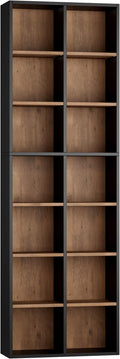 FOTOSOK 71'' Tall Bookshelf, Double Wide Media Tower Rack CD DVD Rack Display by FOTOSOK