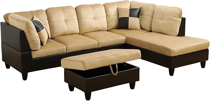 Couches for Living Room Modern L Shaped Couch Comfy Lint Fabric 3 Pieces - Image 3