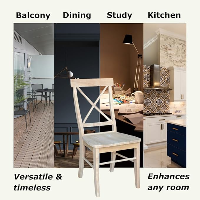 Set of Two X-Back Dining Chairs, Unfinished - Image 5