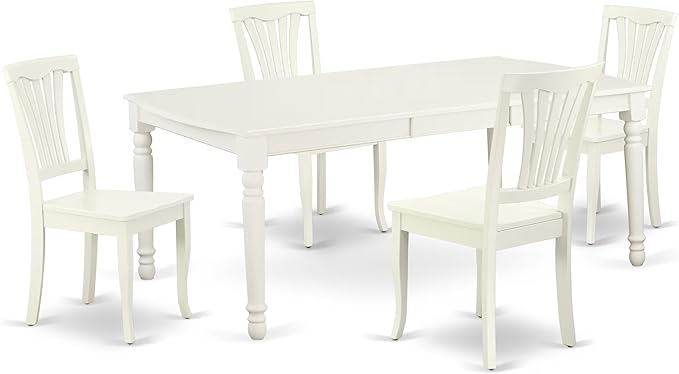 East West Furniture DOAV5-LWH-W 5 Piece Dining Set Includes a Rectangle Dining by EastWestFurniture