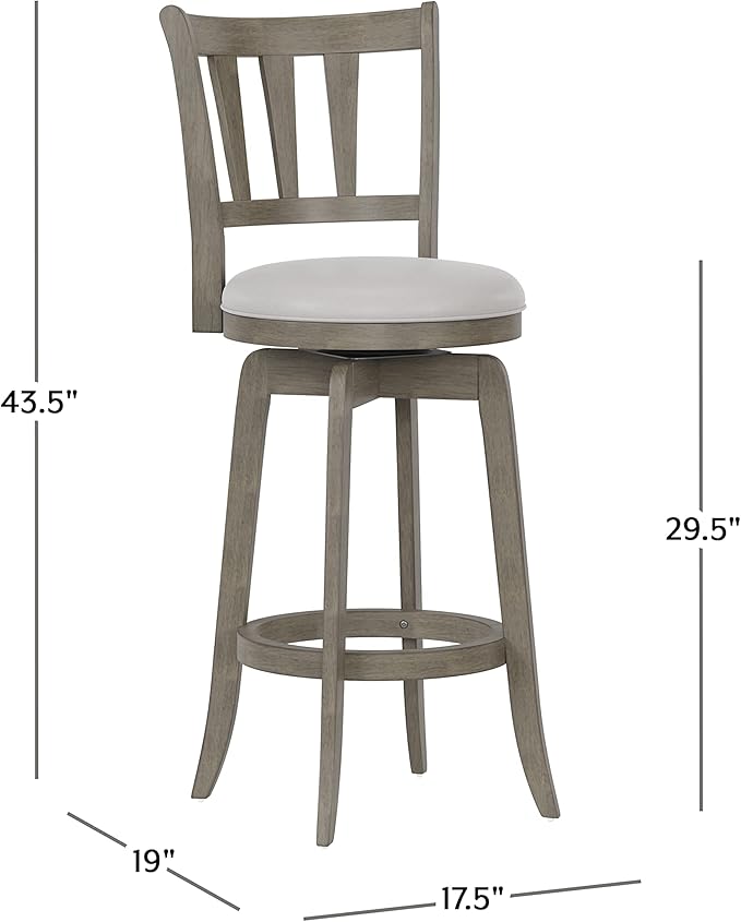 Hillsdale, Presque Isle Wood Bar Height Swivel Stool, Aged Gray - Image 3