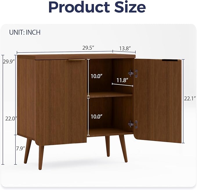 Fluted Buffet Cabinet – Modern Wood Sideboard - Image 2
