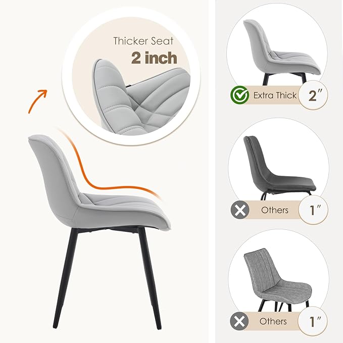 YOUNUOKE Dining Chairs Set of 2 Mid Century Modern Kitchen Chair Comfortable - Image 8
