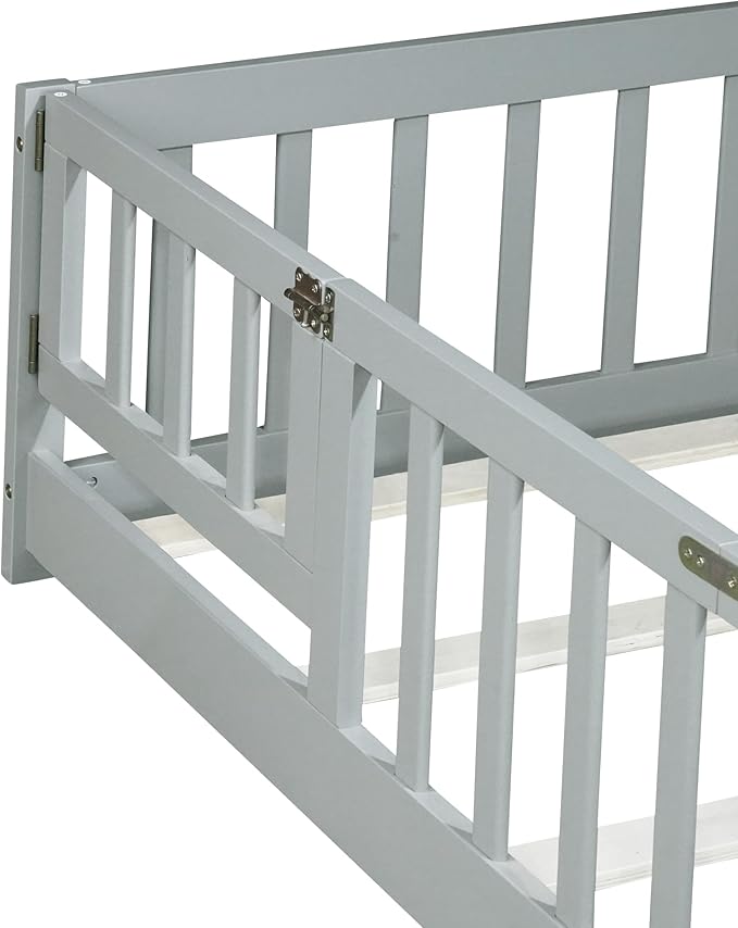 Bellemave Twin Floor Bed with Slats and Safety Guardrails, Kids Montessori - Image 6