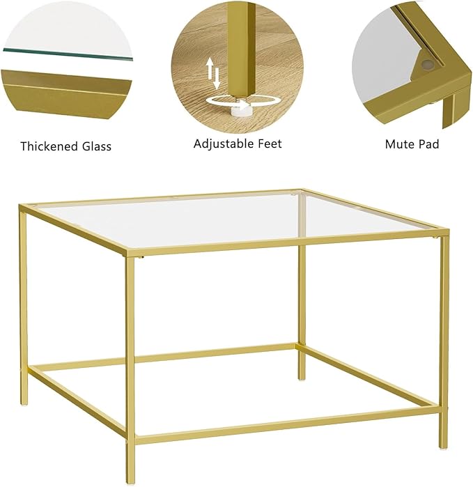 Glass Coffee Table, Modern Square Coffee Table - Image 6