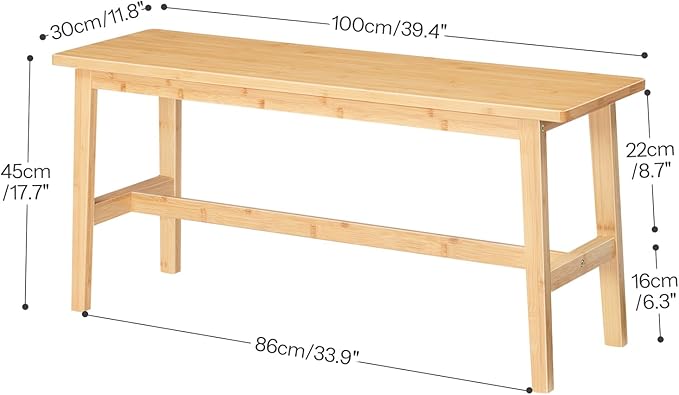 HOOBRO 39.3'' Bamboo Dining Bench, Farmhouse Table Bench, Kitchen & Living Room - Image 9
