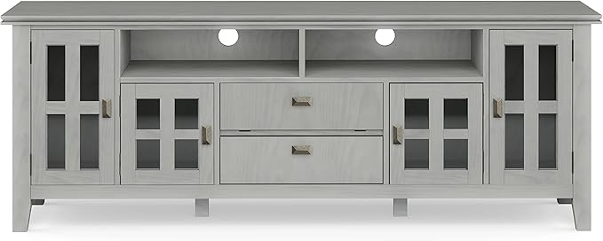 SIMPLIHOME Artisan SOLID WOOD 72 Inch Wide Contemporary TV Media Stand in Fog - Image 4