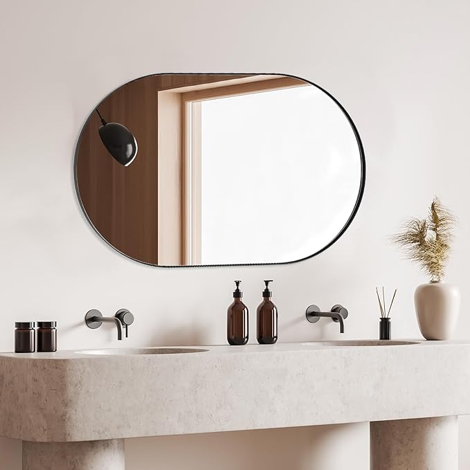 ANDY STAR Large Oval Black Bathroom Vanity Mirror, 30x40 Inch, Stainless Steel - Image 9