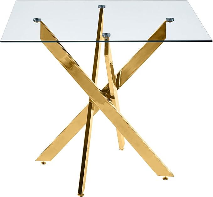 Dining Table for 4 Modern 35.43" Rectangular Glass Dining Table Kitchen & - Image 3