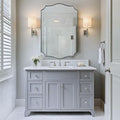 ANDY STAR Brushed Nickel Bathroom Mirror, 24x36’’ Silver Wavy Wall Mirror by ANDYSTAR