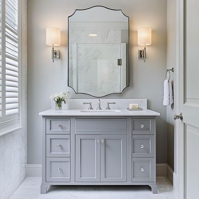ANDY STAR Chrome Mirror 24x36, Polished Silver Bathroom Mirror, Modern Wavy - Image 3