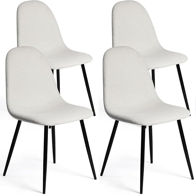 FurnitureR Dining Chairs Set of 4 Comfortable Upholstered, Fabric Mid-Back by FurnitureR