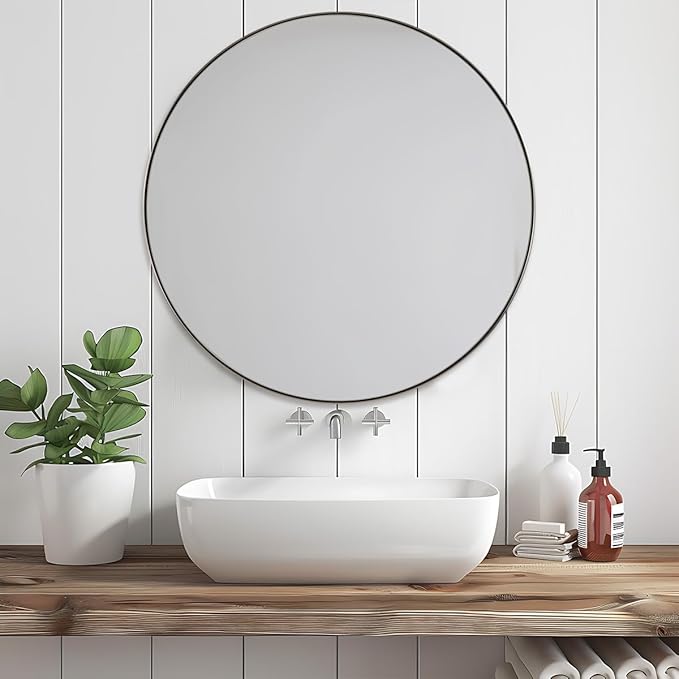 ANDY STAR Round Bathroom Mirror, 24’’ Polished Chrome Round Bathroom Mirrors in - Image 9