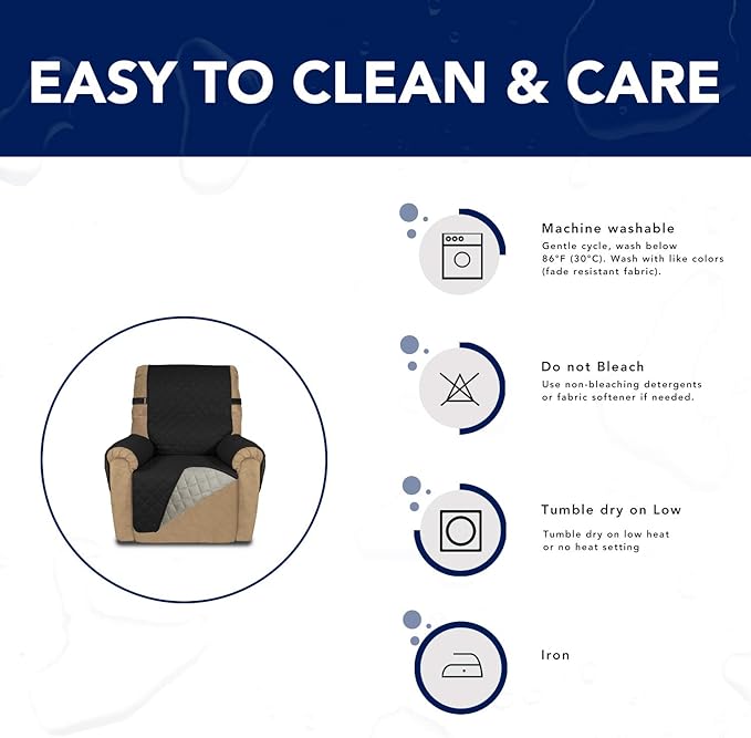 PureFit Reversible Sofa Cover Water Resistant Recliner Couch Cover, Machine - Image 7