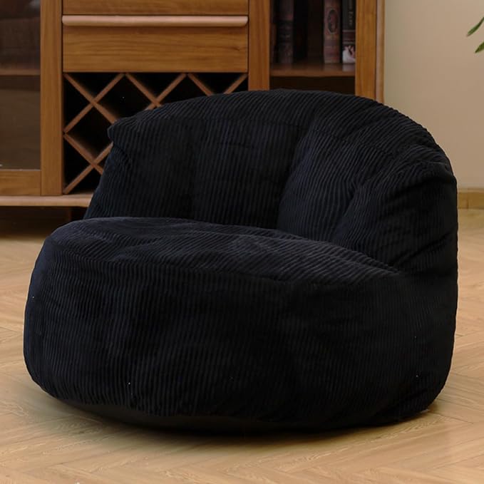 N&V Large Crescent Bean Bag Chair, Adult Size Bean Bag Sack, Foam Filling by NV