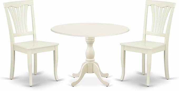 East West Furniture DMAV3-LWH-W 3 Piece Dining Room Table Set Contains a Round by EastWestFurniture