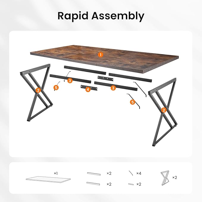 70.9Inch Office Desk, Executive Office Desk，Modern Industrial Style, Z-Shaped - Image 5