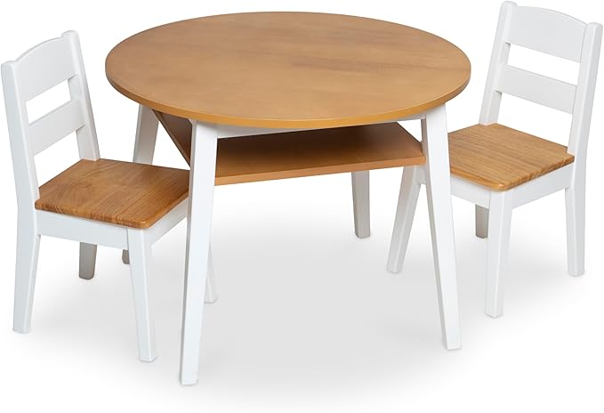 Melissa & Doug Wooden Round Table and 2 Chairs Set – Kids Furniture by MelissaDoug